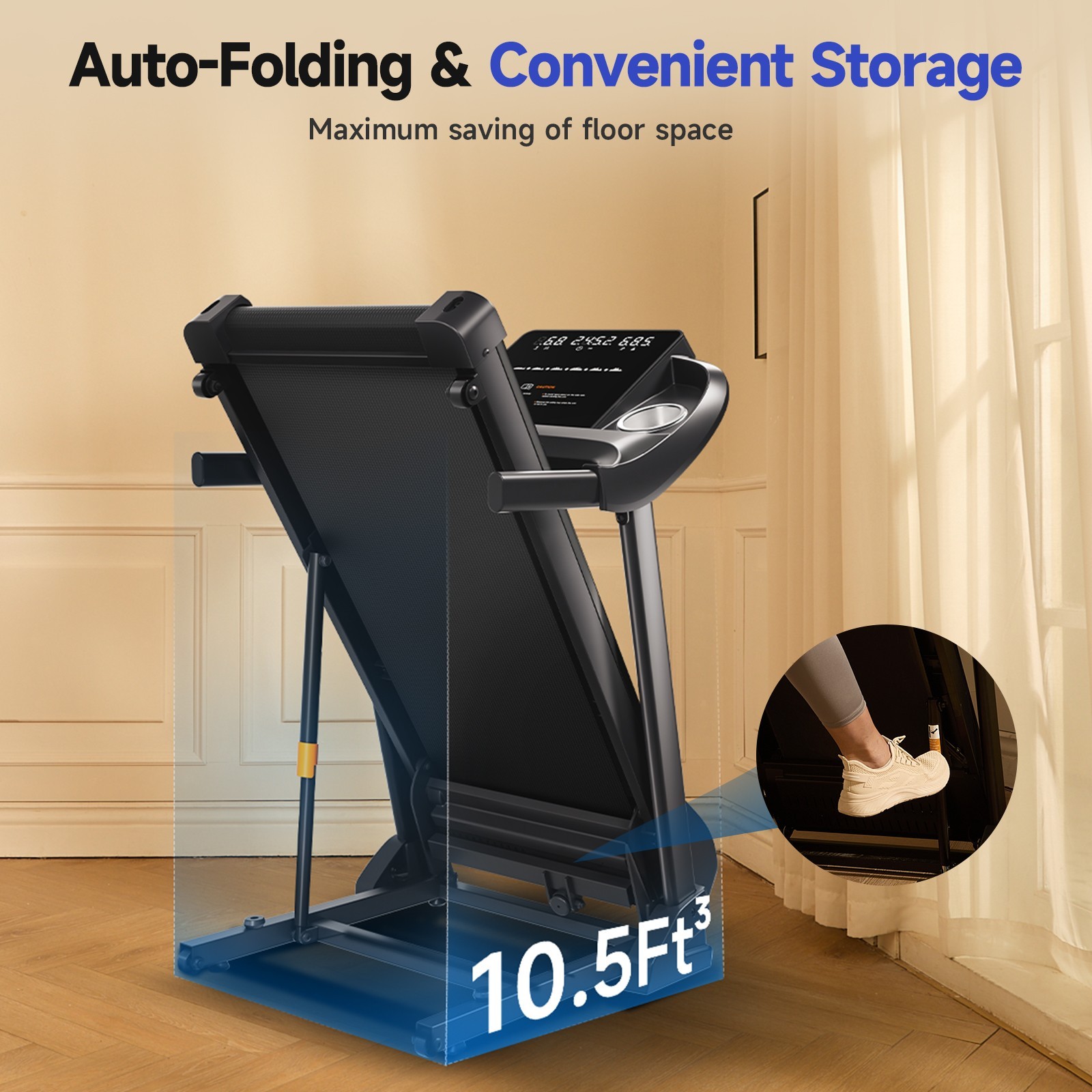 YPOO Treadmill with 0-15% Auto Foldable Treadmill for Home 8.0 MPH Treadmill