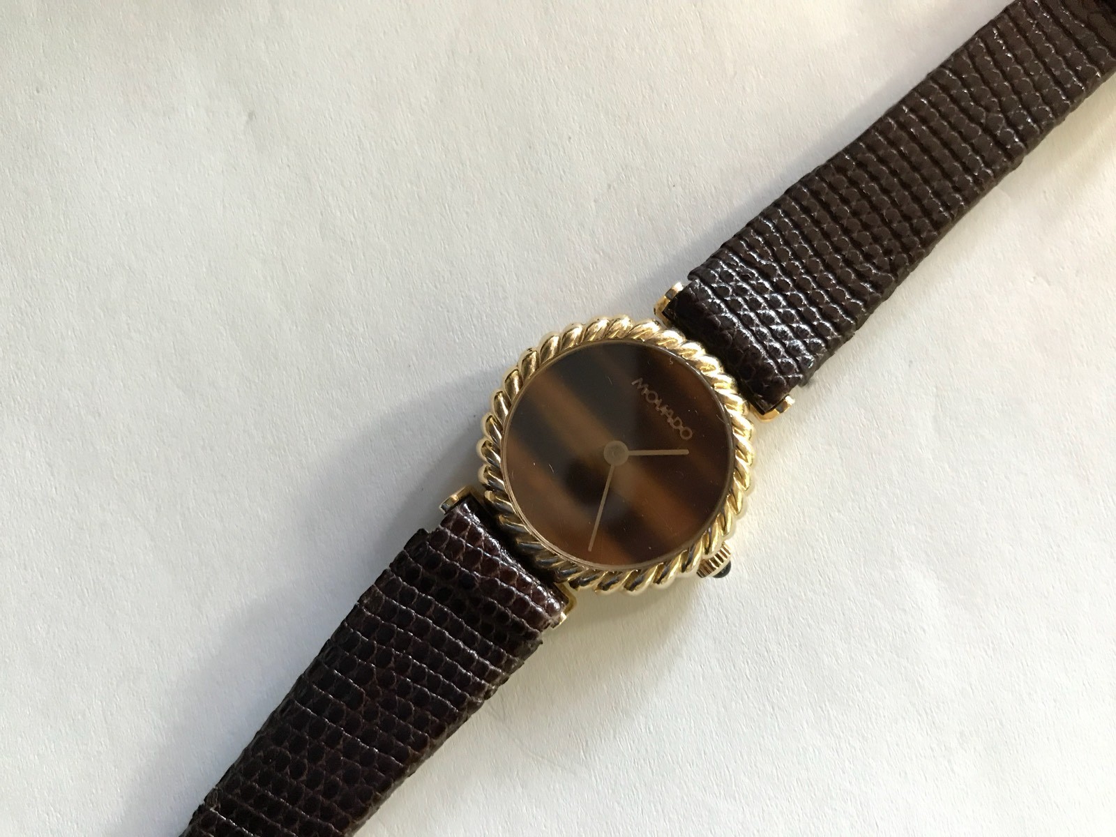 Movado 14K Gold Tigers Eye Face Antique Watch