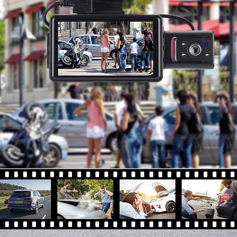 Car Dash Cam Night Vision Video Recorder Loop Recording Front And Inside Camera