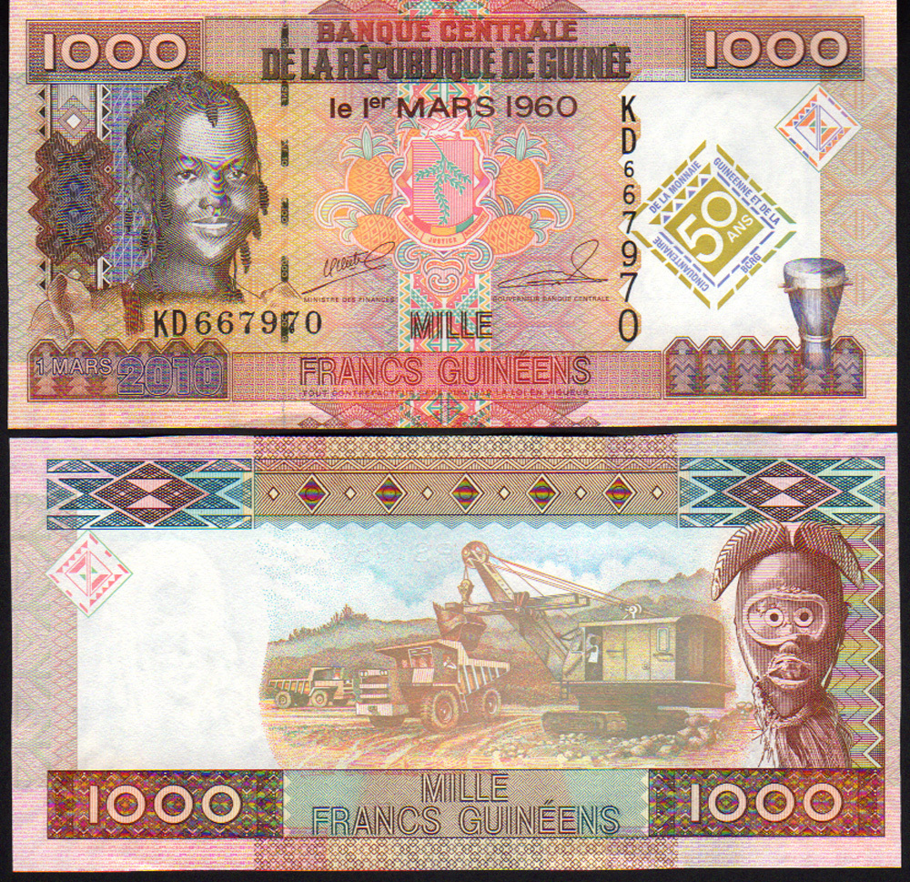 Guinea 1000 Franc 2010 P43 Mint Unc