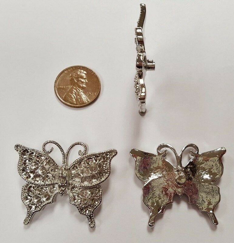 1 Retro Silver Butterfly 30x38mm. Unset Rhinestone Setting Finding E298