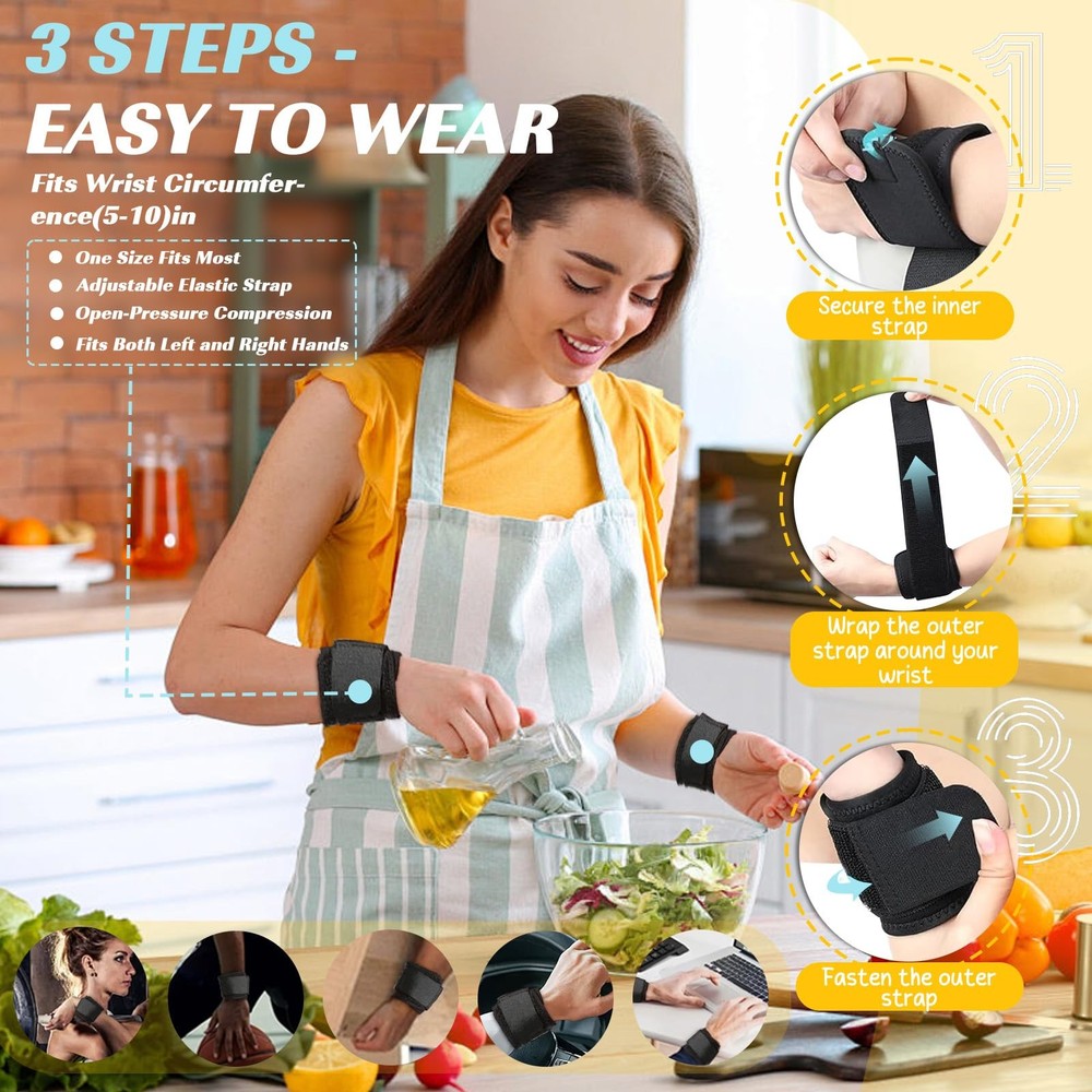 2PACK Wrist Compression Strap,Highly Elastic Adjustable Wrist Wrap Sport Supp...