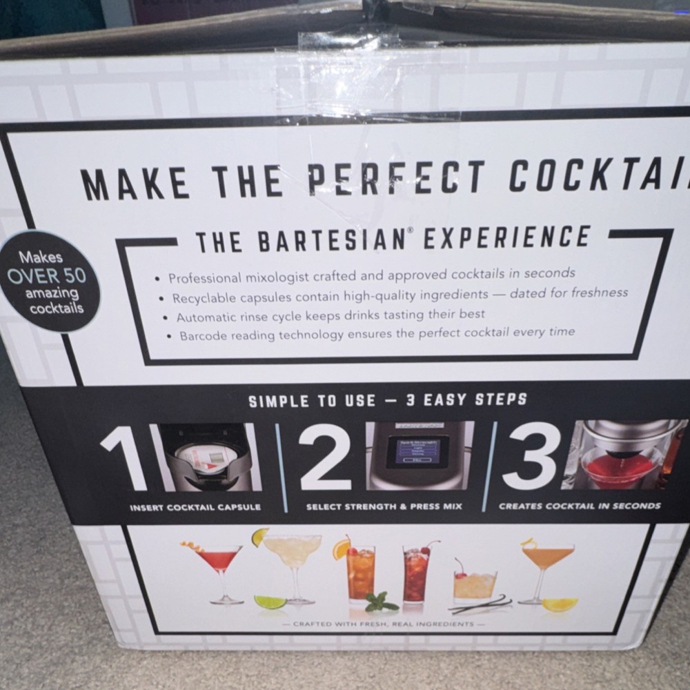 Bartesian Premium Electric Cocktail Maker Silver Plastic Glass