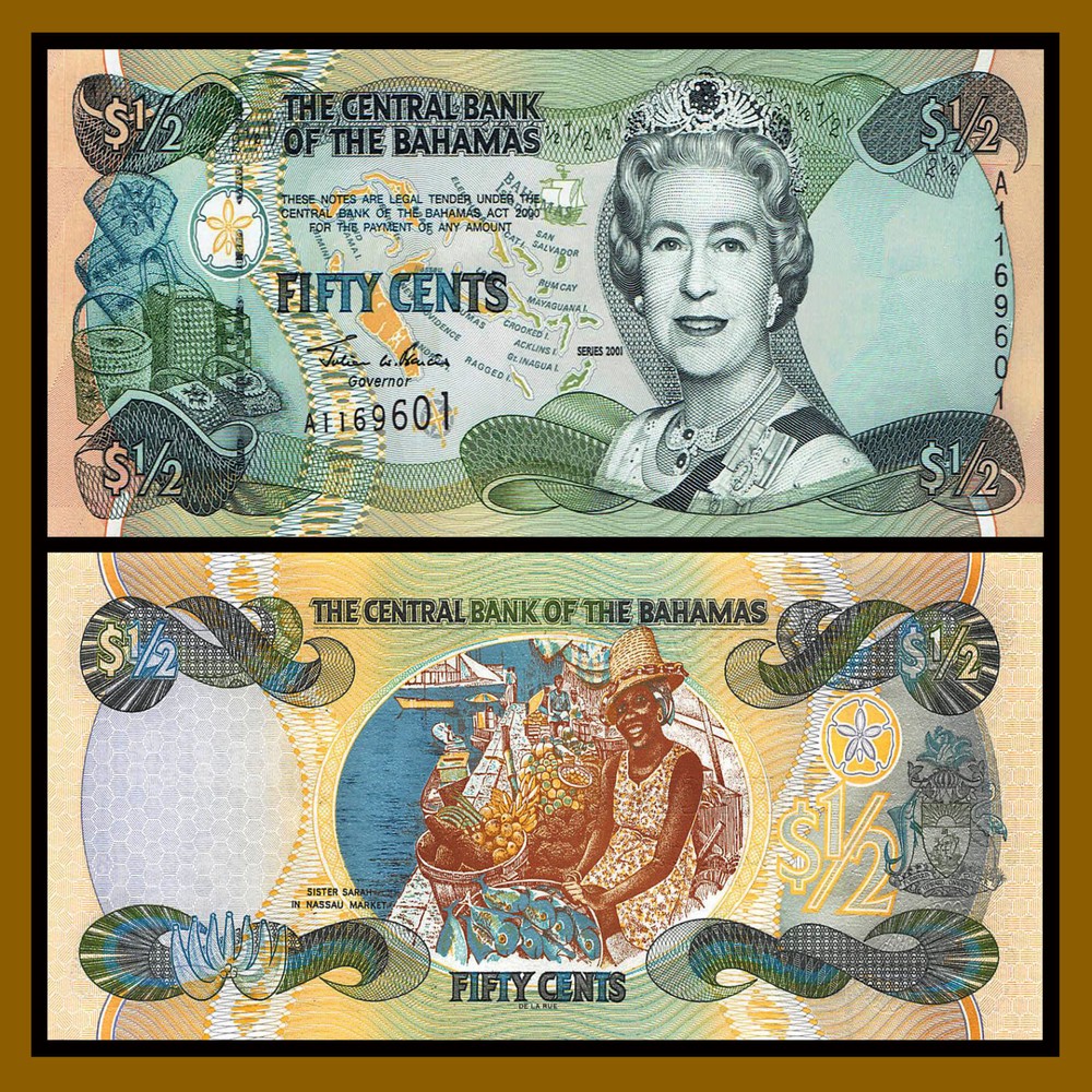 Bahamas 1/2 Dollar, 2001, P-68 UNC