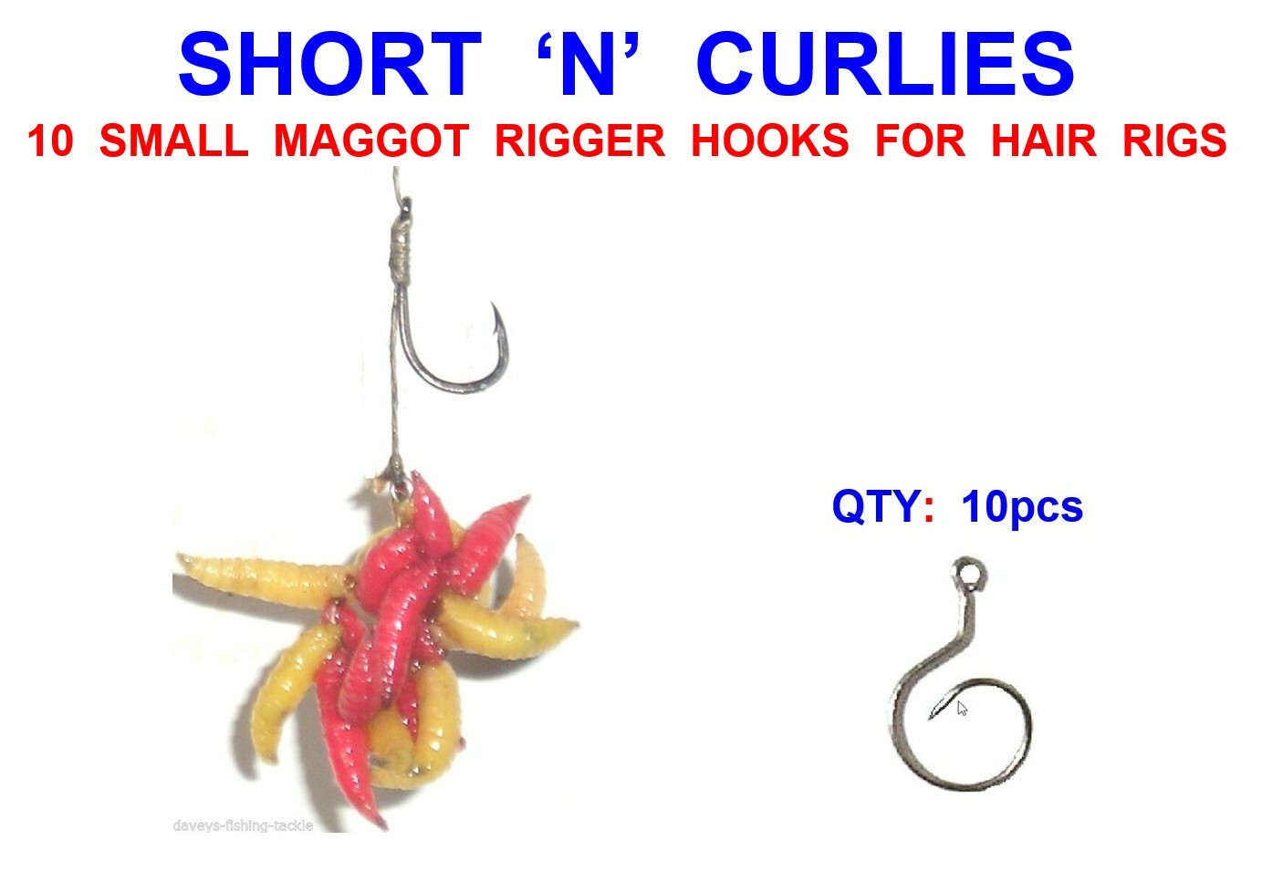SHORT N CURLIES,SMALL,MAGGOT,RIGGERS,FOR CARP ROD FISHING HAIR RIG HOOK POP UPS