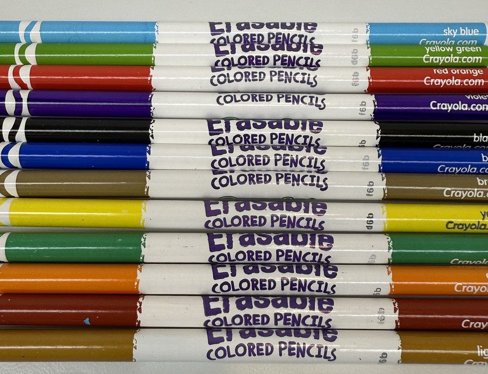 2014 12 Pack Crayola Erasable Colored Pencils Pre-Sharpened Unused READ