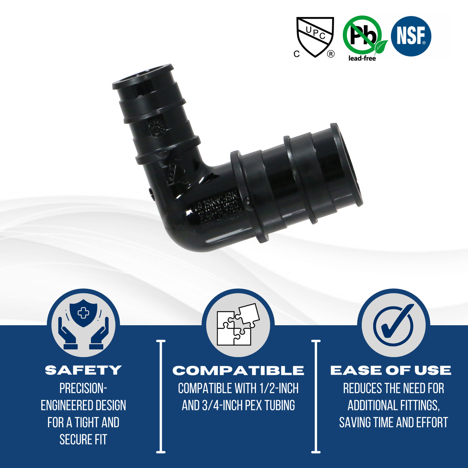 3 Pcs XFITTING Poly Pex-A Expansion 1/2 Inch x 3/4 Inch Reducing Elbow