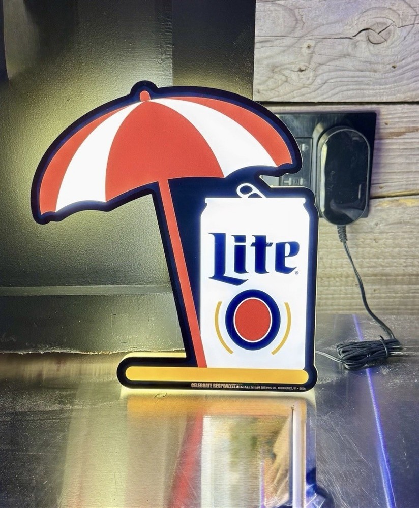 Miller Lite LED Beach Umbrella Sign