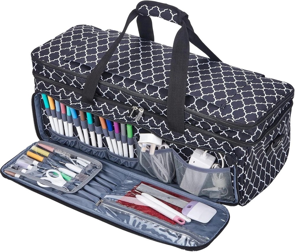 Double Layer Carrying Case with Mat Pocket for Cricut Maker 4, Explore 4, Mul...