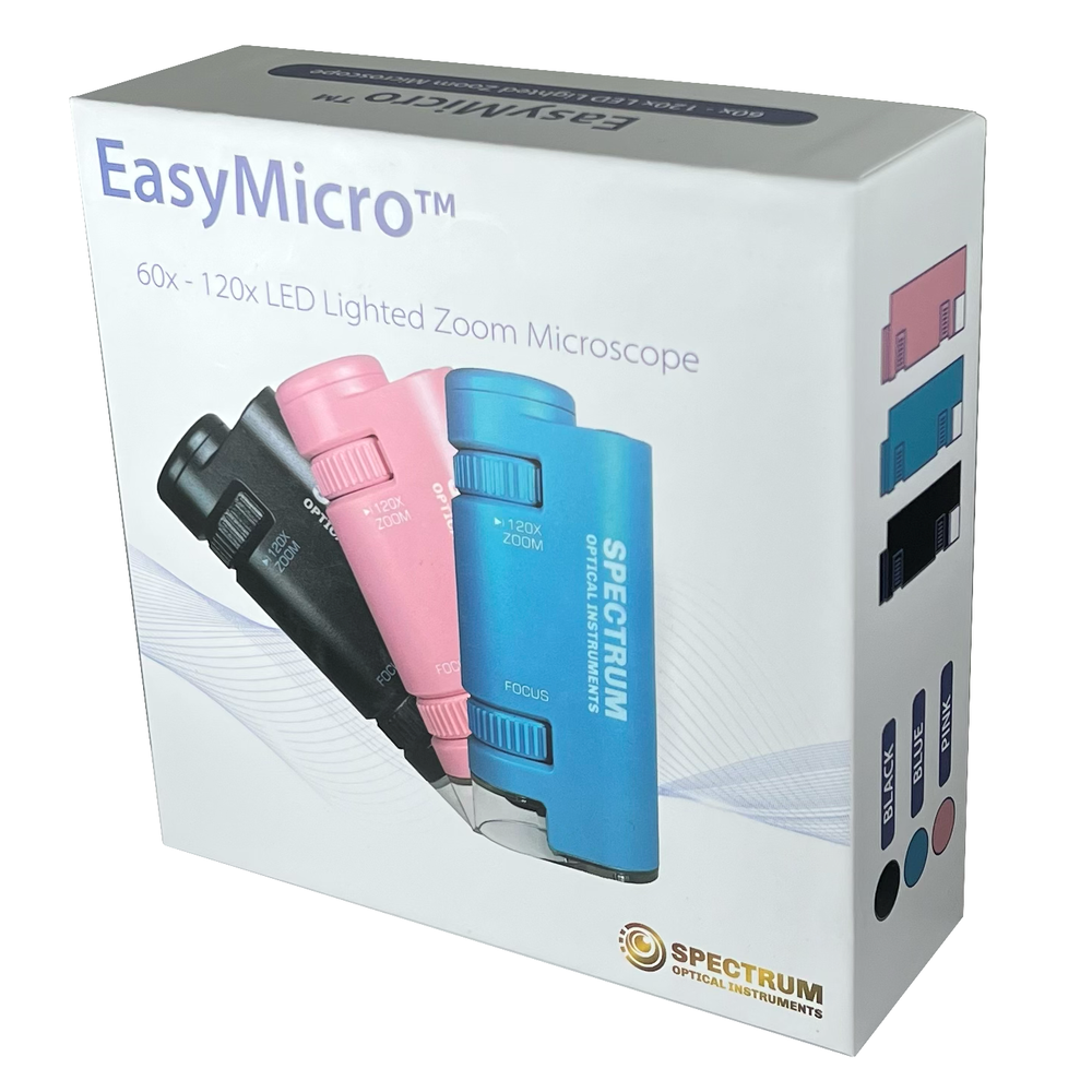 EasyMicro 60X - 120X LED Lighted Zoom Microscope (Black Color) - SpectrumOI