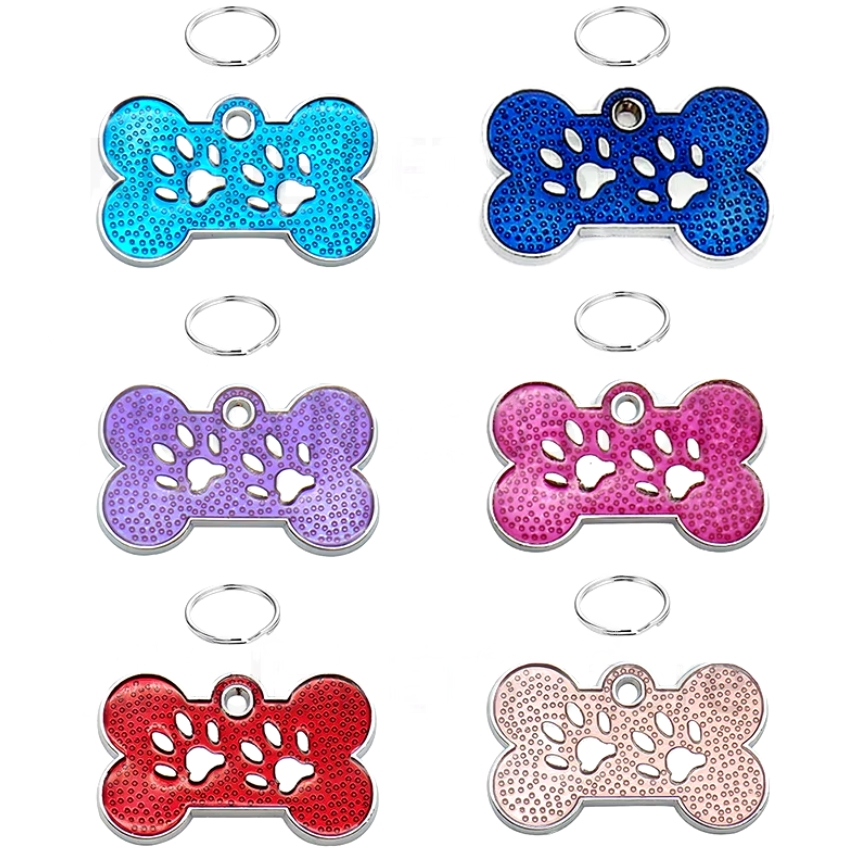 Fancy Bone With Paw Stainless Steel Heavy Duty Pet ID Tags Anti-lost For Cat Dog