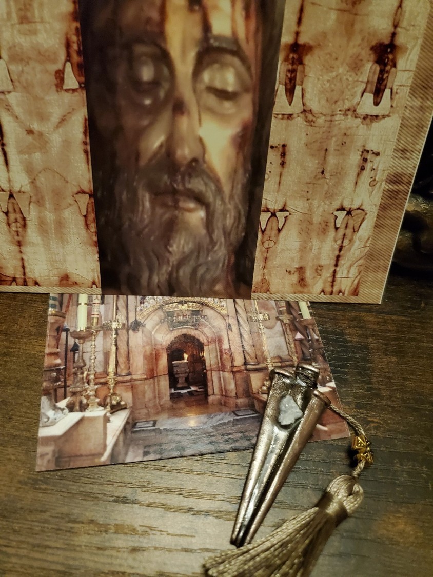 Tomb of Jesus Prayer Medallion with Stone From Tomb of Jesus Holy Sepulchre