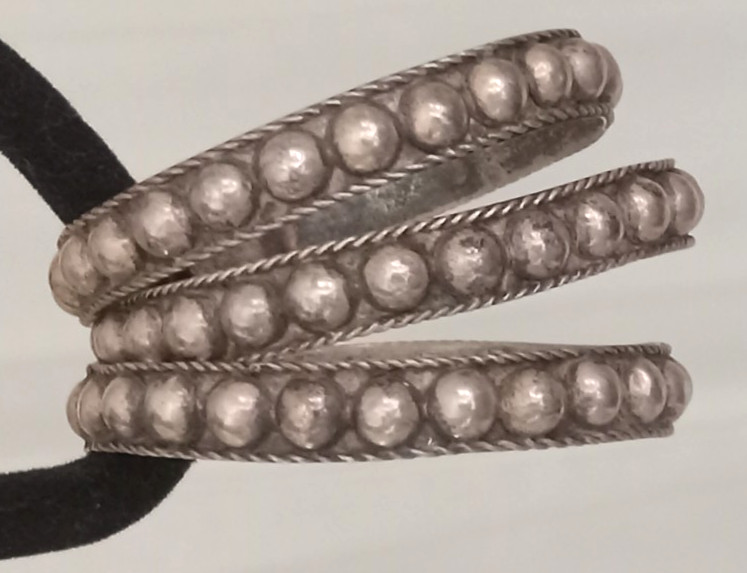 *LOT 3 ANTIQUE VINTAGE STERLING SILVER DOME BANGLE BRACELETS HANDMADE MEXICO 57g