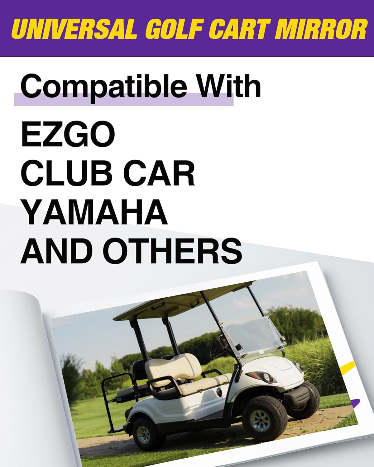 Golf Cart Rear View mirror for EZGO Club Car Yamaha Panoramic view 270° adjust