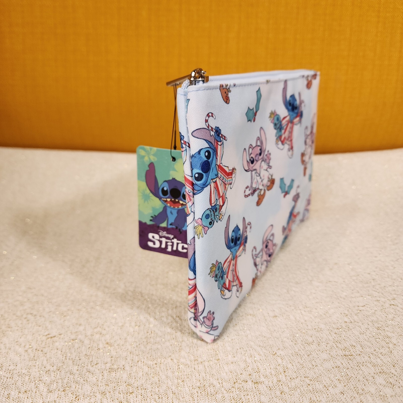 Bioworld Disney Stitch and Angel Holiday PJs Jammies Cosmetic Bag Makeup Pouch