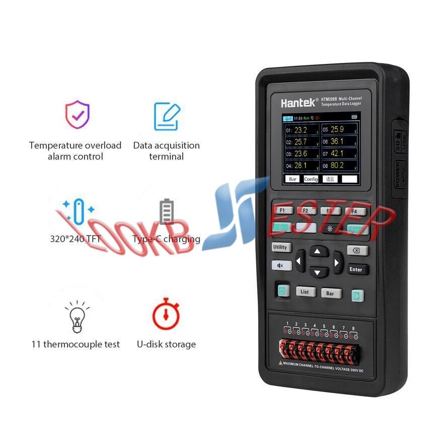 1PCS NEW Hantek HTM208B 8-channel Data Logger Rechargeable Handheld tester