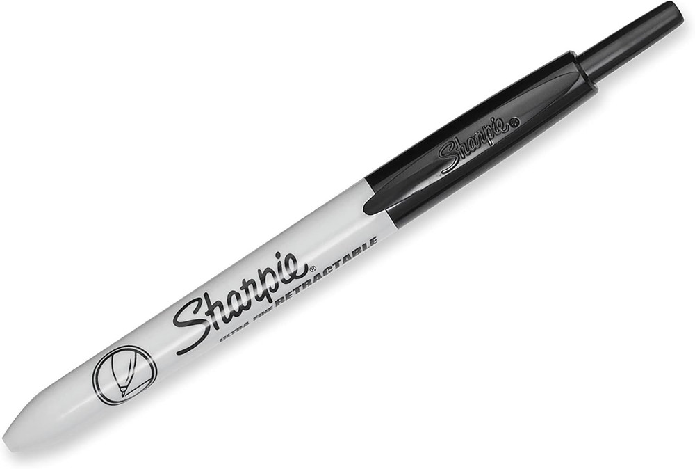 Retractable Permanent Markers Ultra Fine Point Black 2 Count