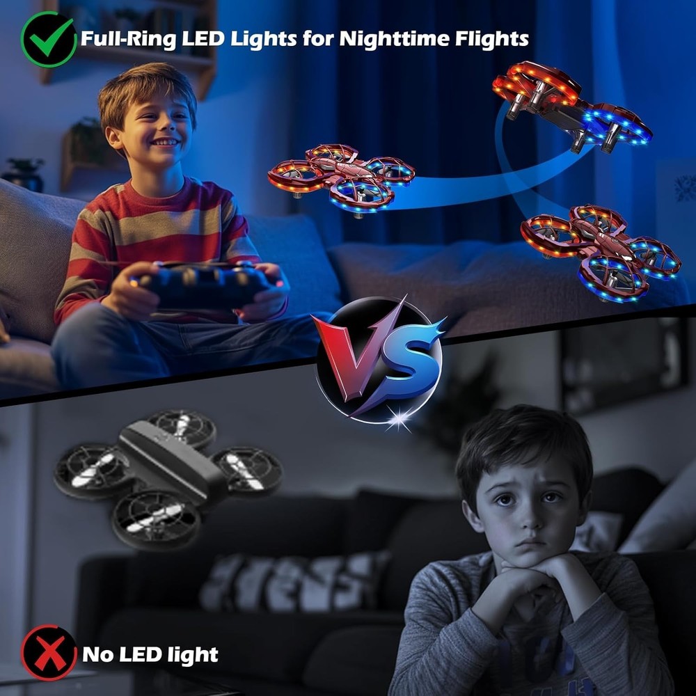 Mini Spider Drone for Kids 1080p Camera Remote Control with Flips Obstacles