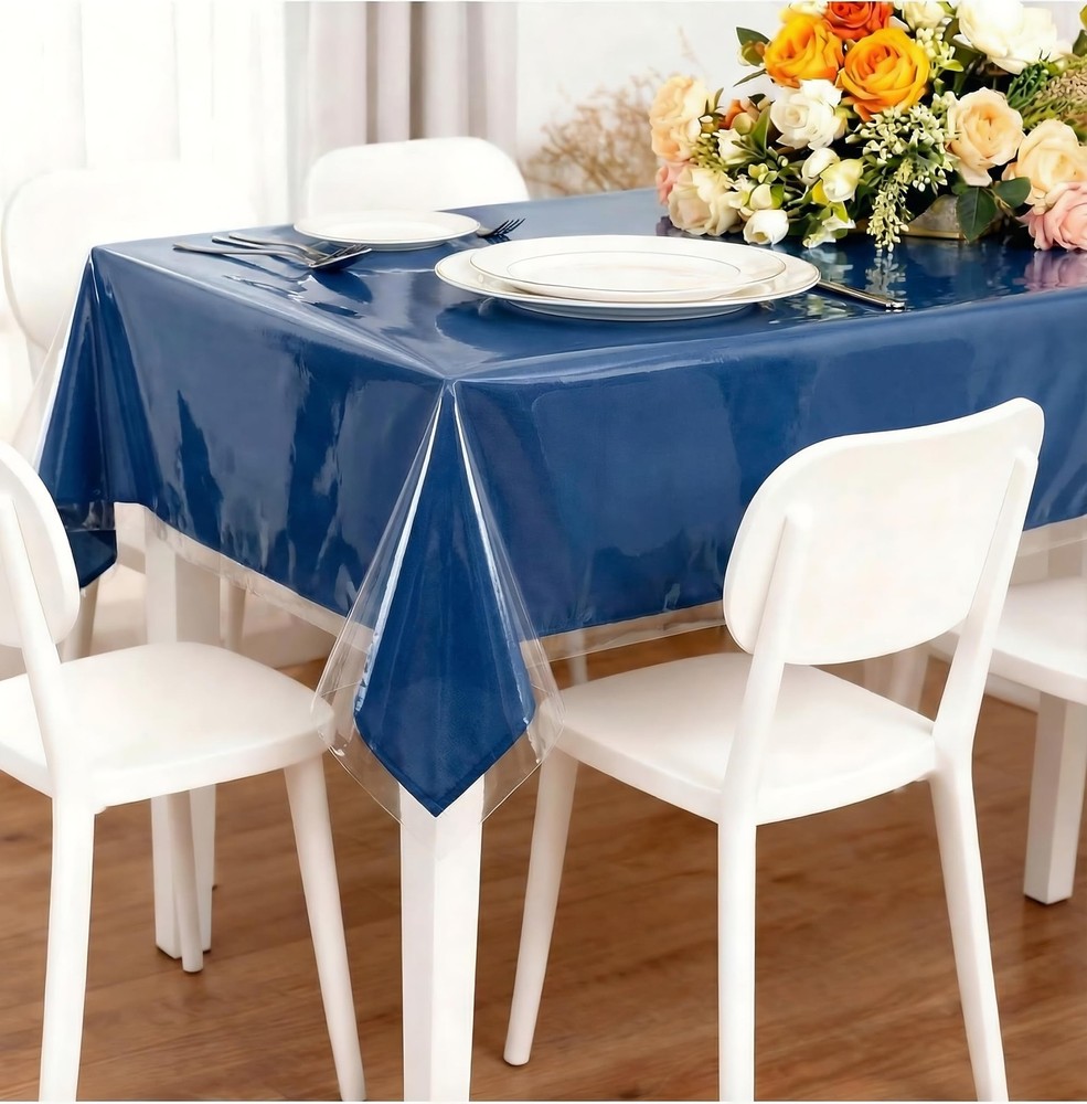 Clear Plastic Tablecloth Protector 100% Waterproof Vinyl Table Cover Rectangl...