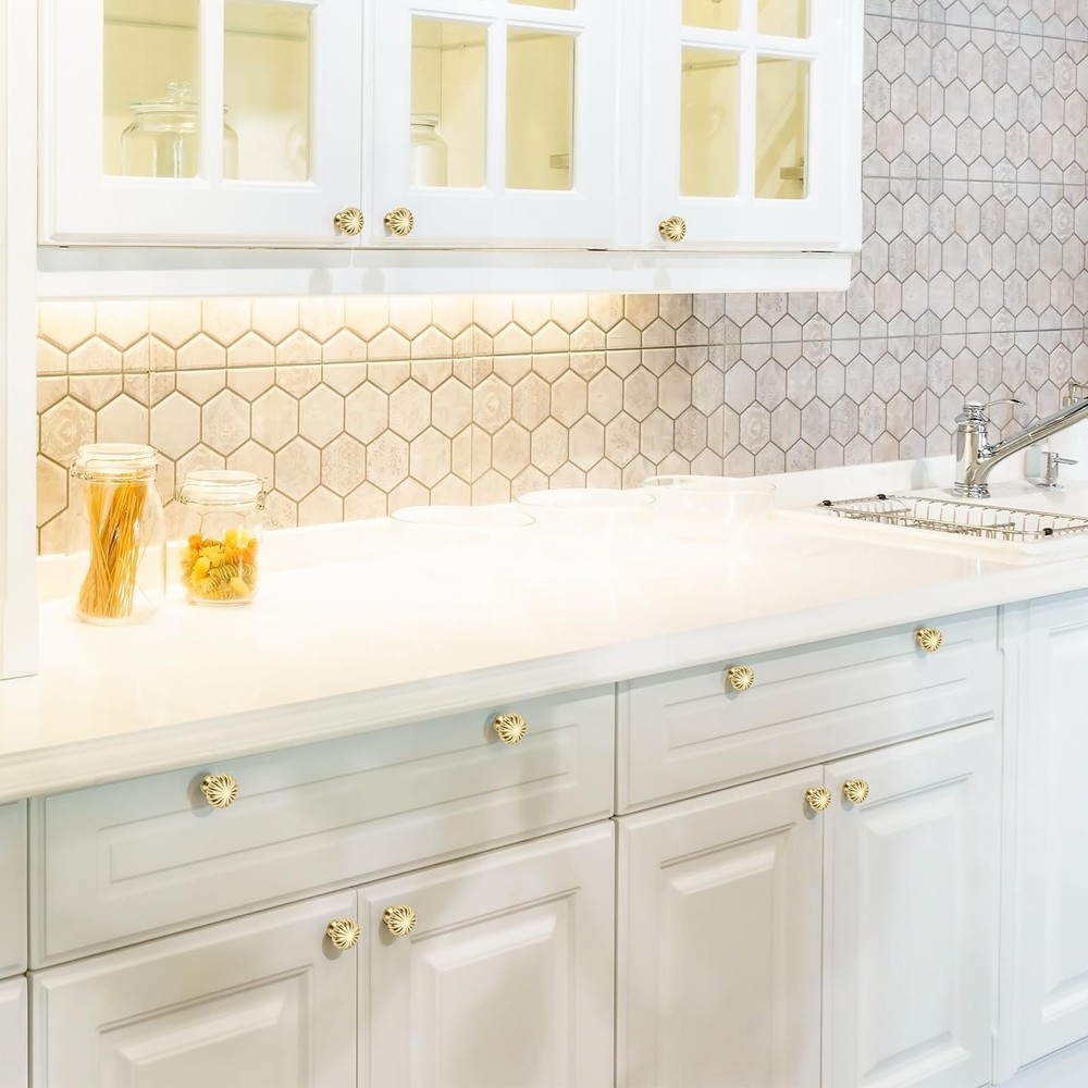 10 Pack Gold Cabinet Knobs, Zinc Alloy Brushed Gold Drawer Knobs Hardware for...