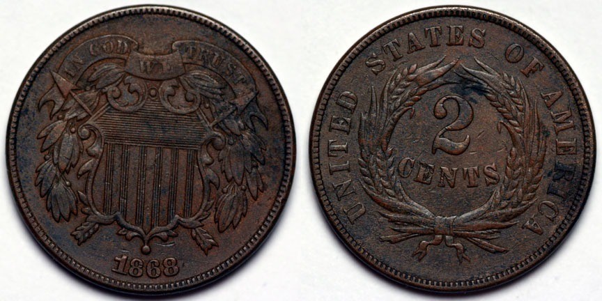 1868  Two Cent Piece