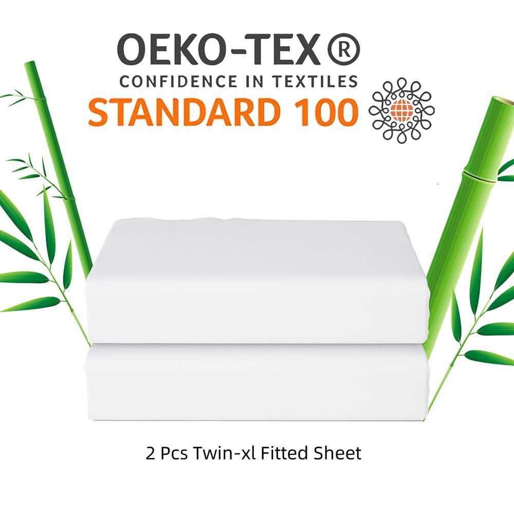 Fitted Sheet 1 Pack Split King Size Only Viscose Derived from Bamboo,400 Thre...