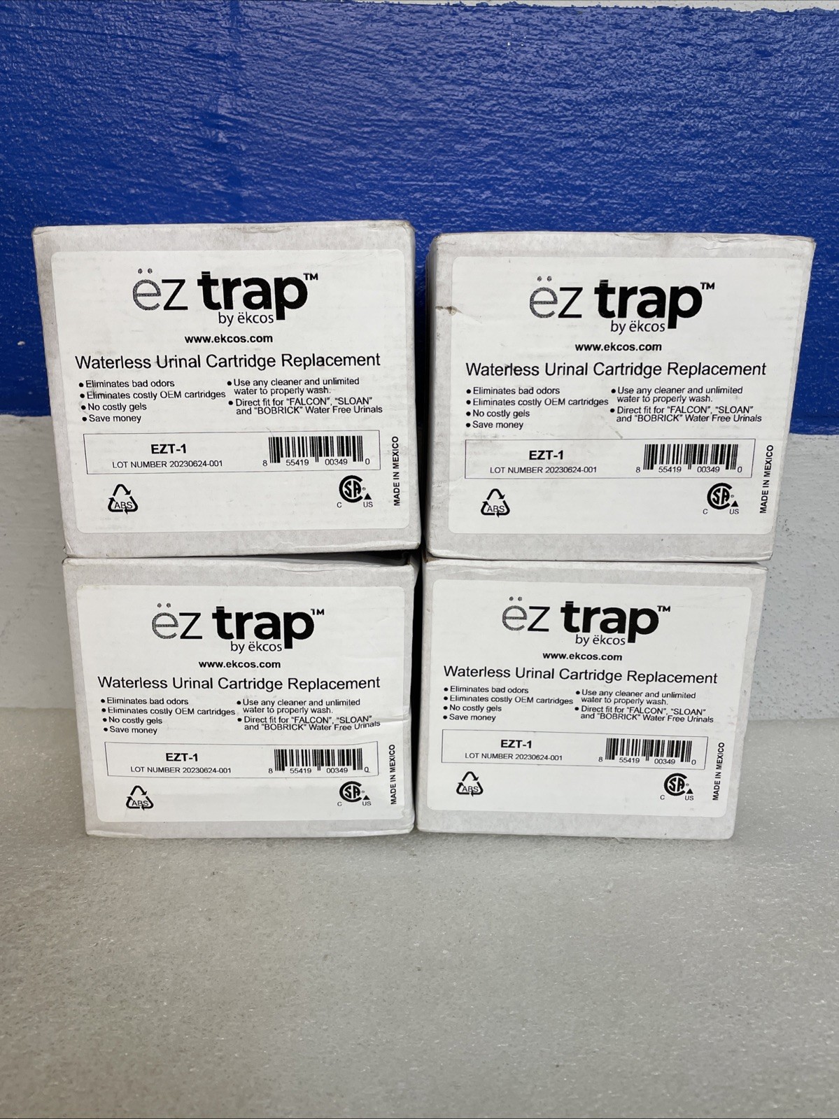 EZ Trap Waterless Urinal Cartridge Replacement EZT-1 By Ëkcos Lot Of 4 New