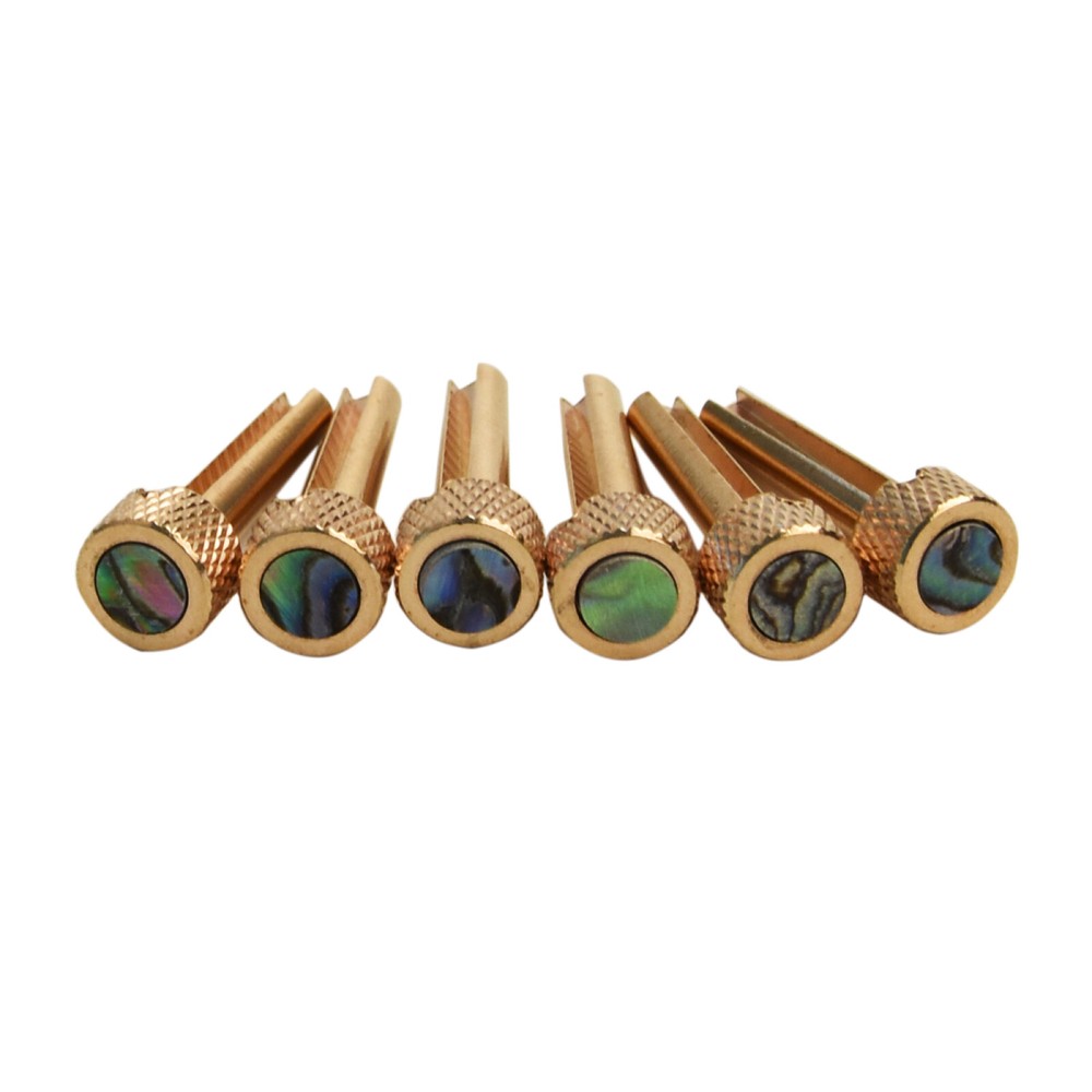 6pcs Guitar String Nails Solid Brass Bridge Pins Abalone Dot Inlay Acoustic i