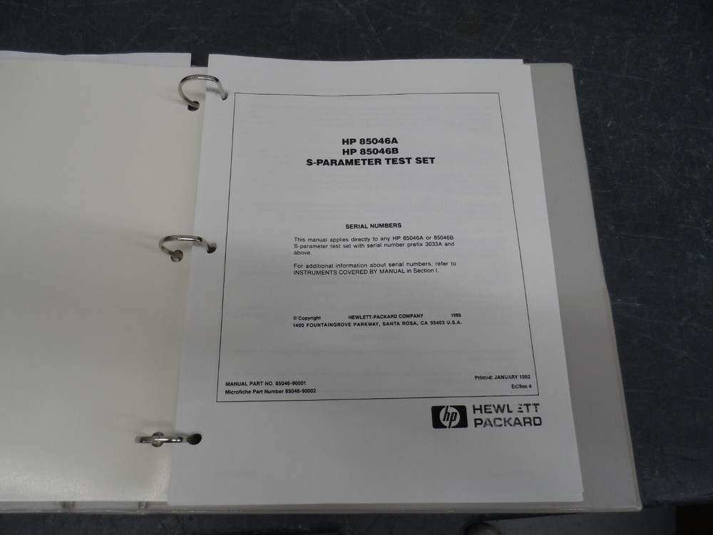 HP 85046A/B S-PARAMETER TEST SET OPERATING AND SERVICE MANUAL