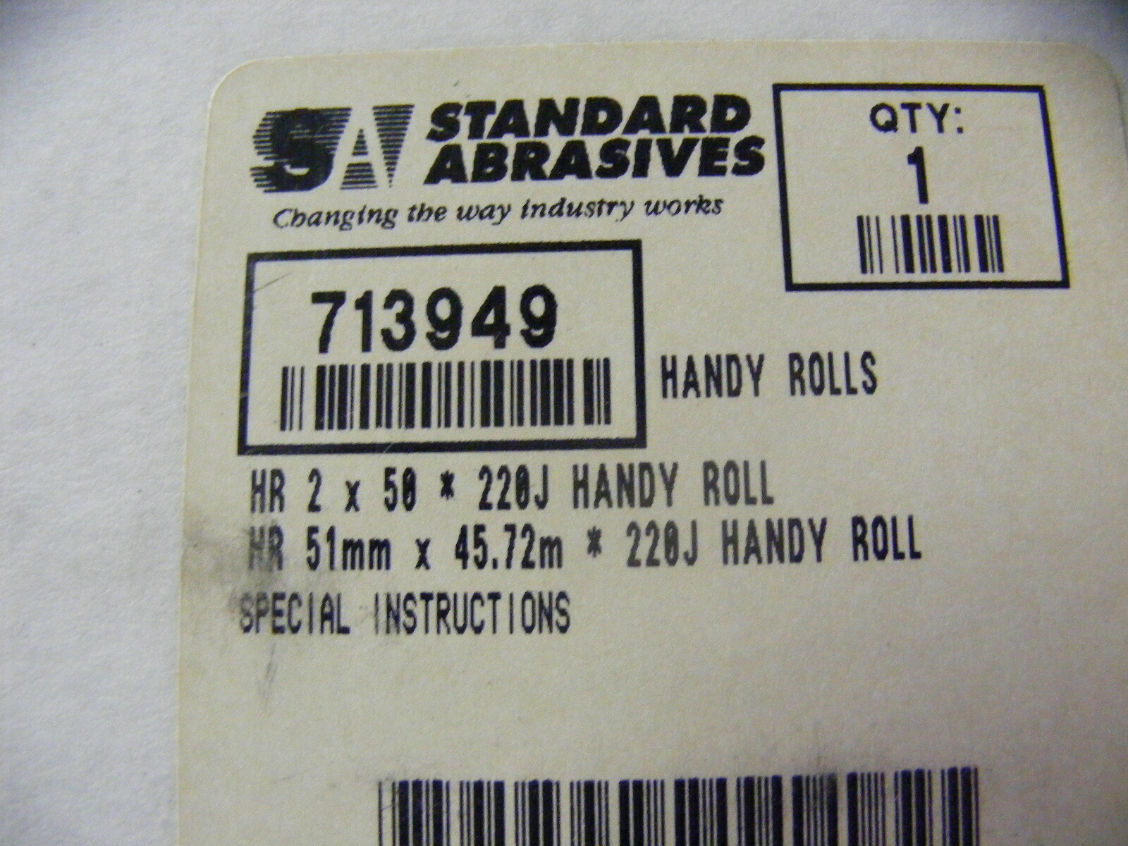 2" x 50 yds. 220 Grit Standard Abrasives Abrasive Cloth 713949