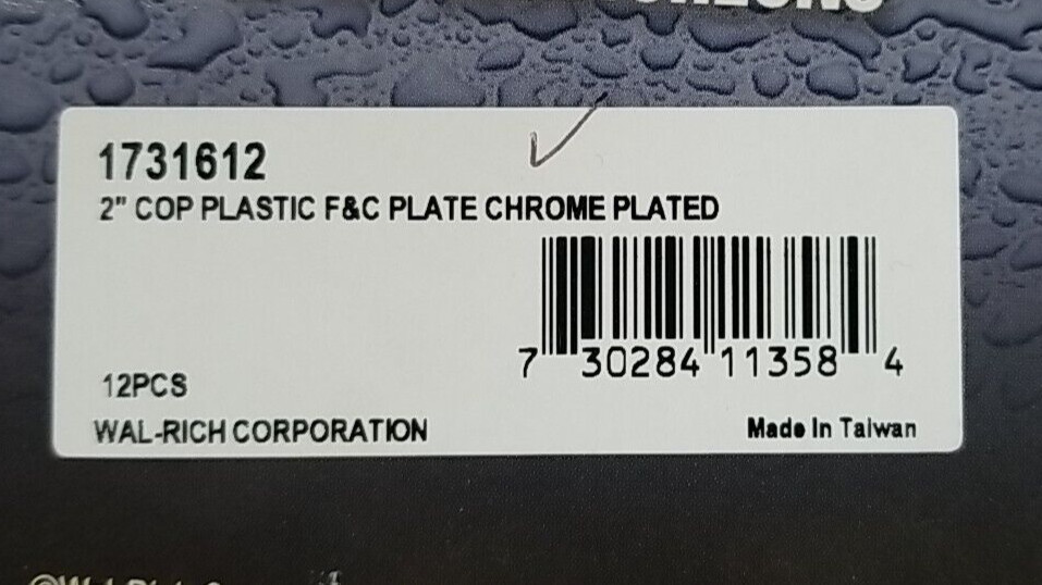 Wal-rich Chrome Plated Plastic Split Escutcheon - 2" COP