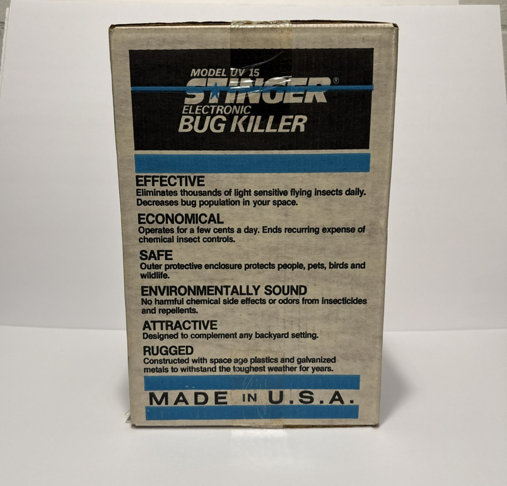 Stinger UV-15 Bug Zapper Electronic Insect Control New in Sealed Box