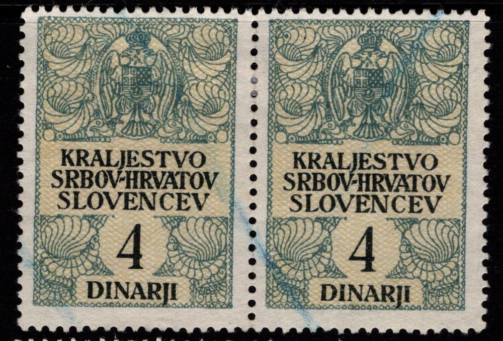 Yugoslavia 3rd Issue Document Revenue 4d Pair Used - S52374