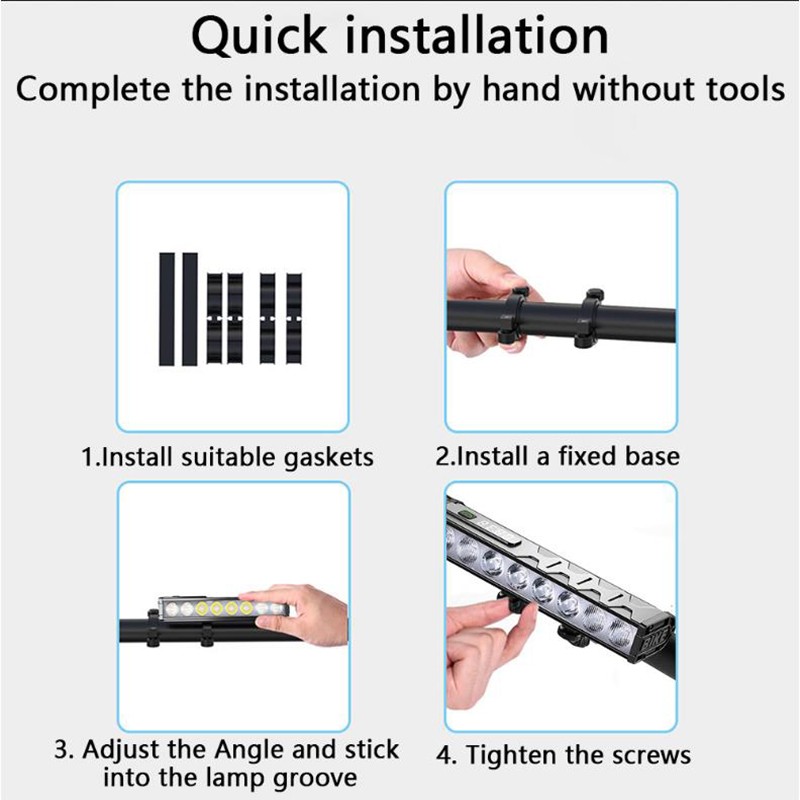 Powerful 4500LM LED Bike Light Bar 10000mAh Rechargeable Bicycle Front Headlight