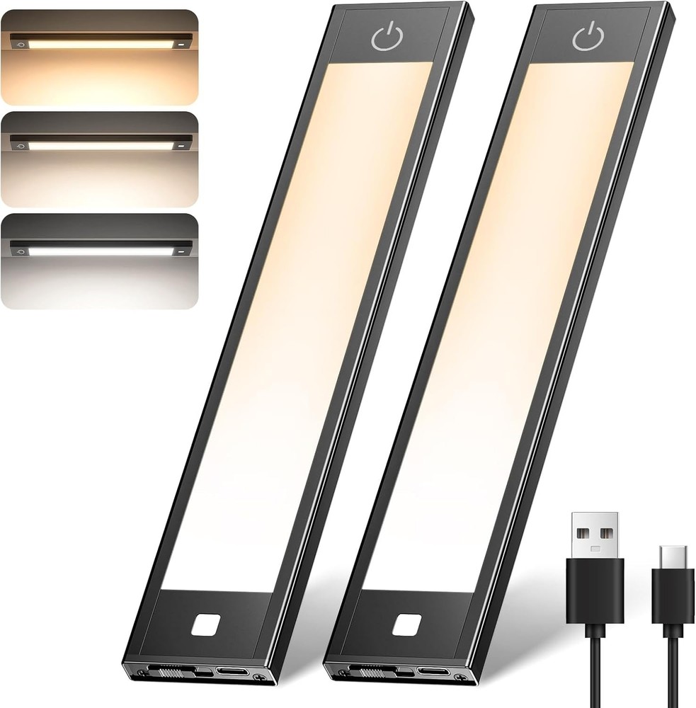 LEDs Motion Sensor Lights Indoor 3 Color Temps, Dimmable Under Cabinet Lighting,