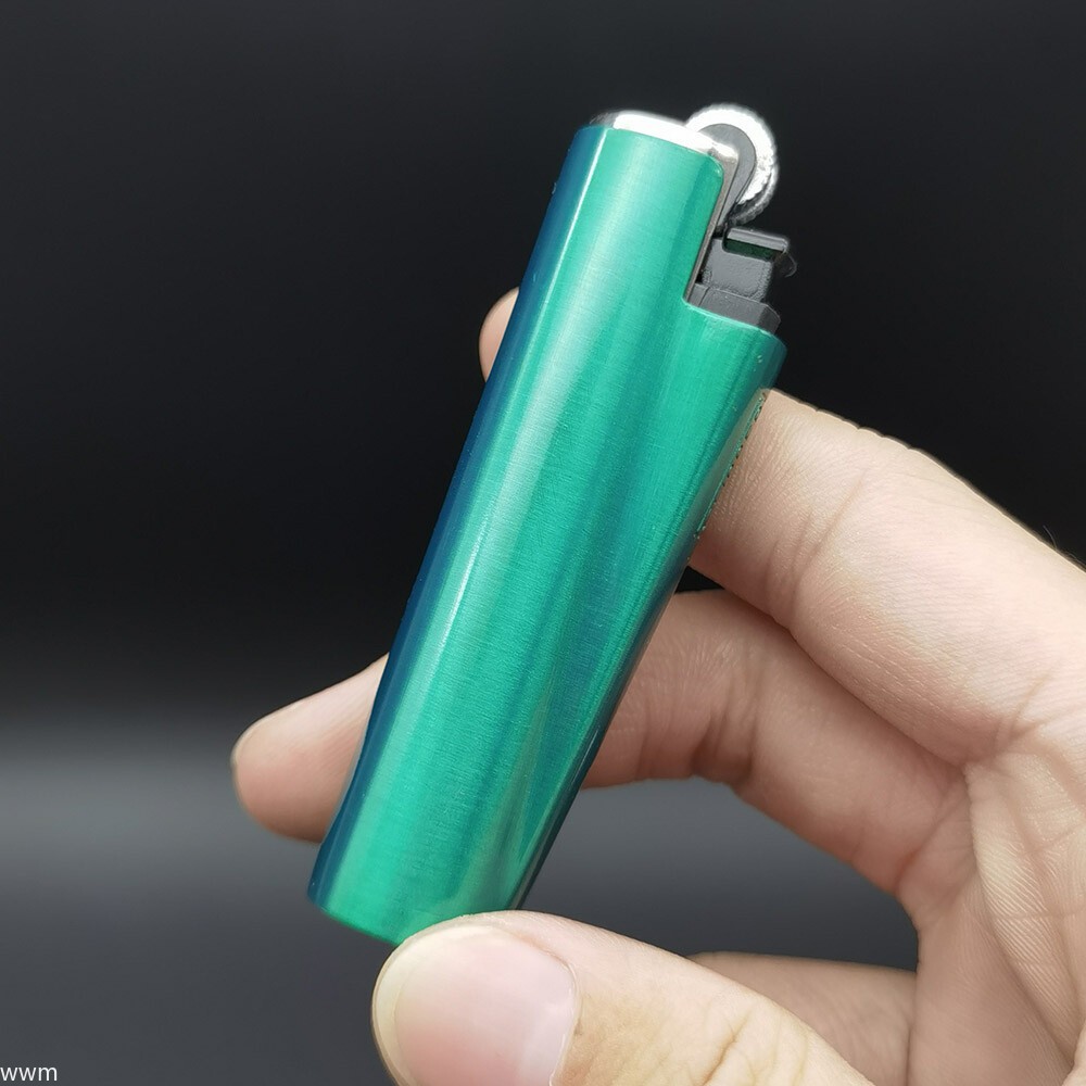 1x Clipper Lighter Full Size Green Refillable Metal Lighter Regular Flame W/Case