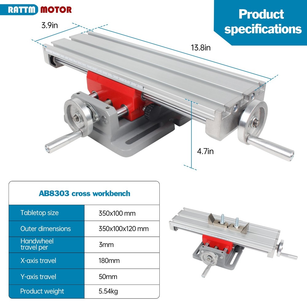 US SHIP】XY Axis Slide Vise AB8303 Multifunction Cross Worktable Milling Machine