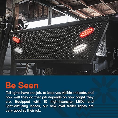 TRUE MODS 2pc Clear 6 inch Oval LED Reverse Trailer Tail Light Kit 2 Pack White