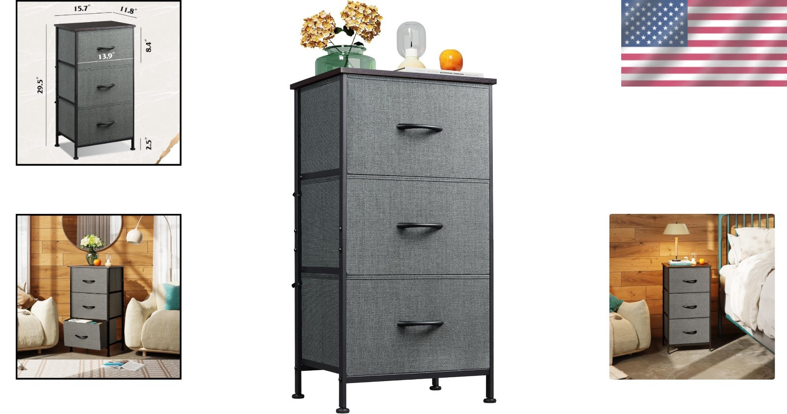 Compact 3-Drawer Storage Unit - Easy Assembly & Stylish Design for Small Spaces