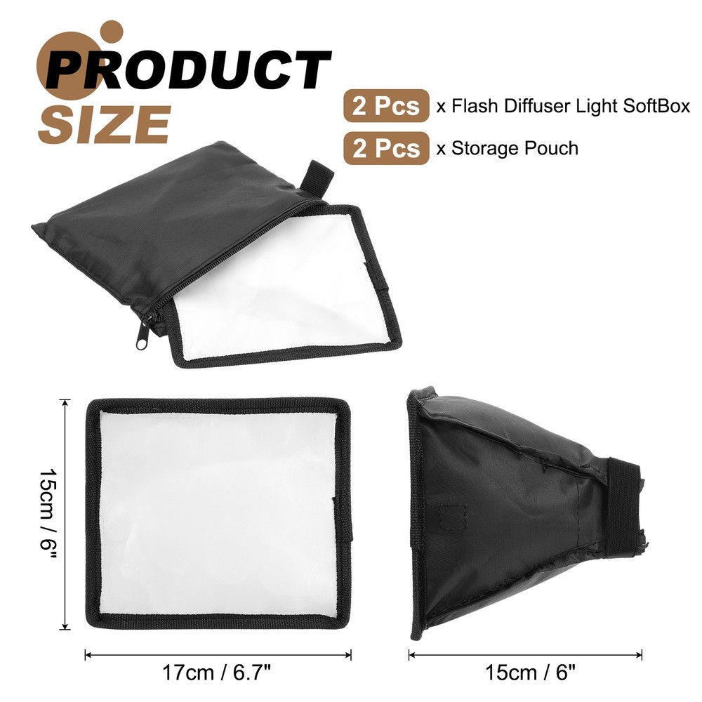 2pcs 6" x 6.7" Flash Diffuser Light SoftBox, for Nikon SB-5000 SB-700, Black