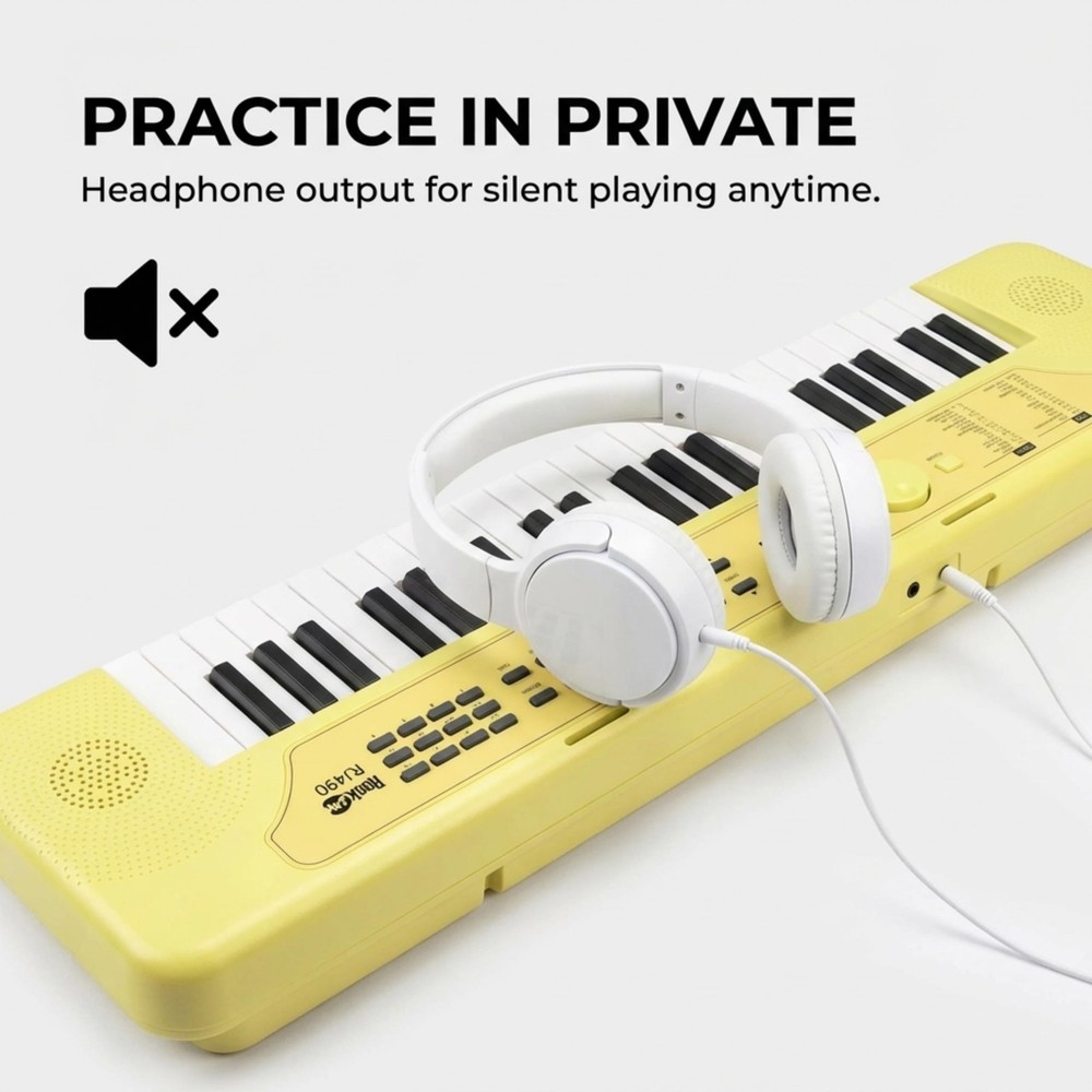 RockJam 49 Key Keyboard Piano, Portable Electronic Compact, Lemon Sherbert