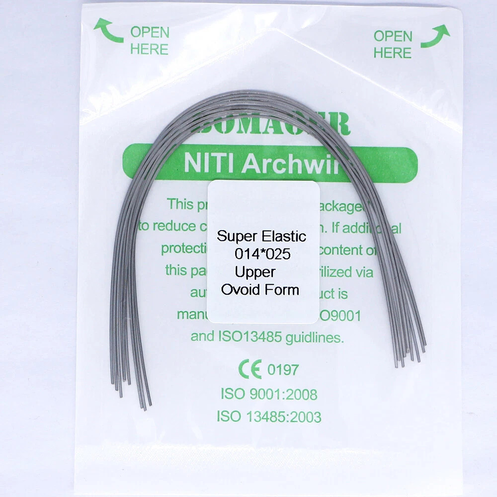 Orthodontic Niti Archwire 014x025 Super Elastic Round Rectangular Ovoid Upper