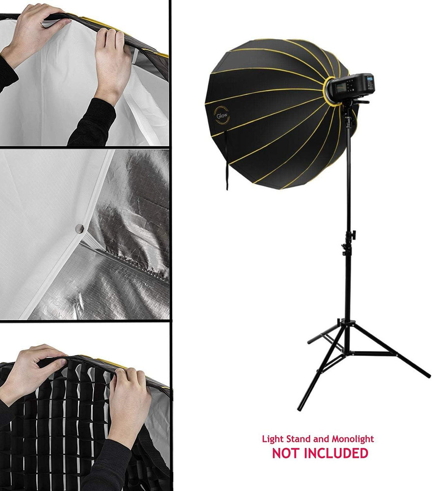 EZ Lock 38" Deep Parabolic Quick Softbox, 16-Sided Parabolic Softbox Opens up an