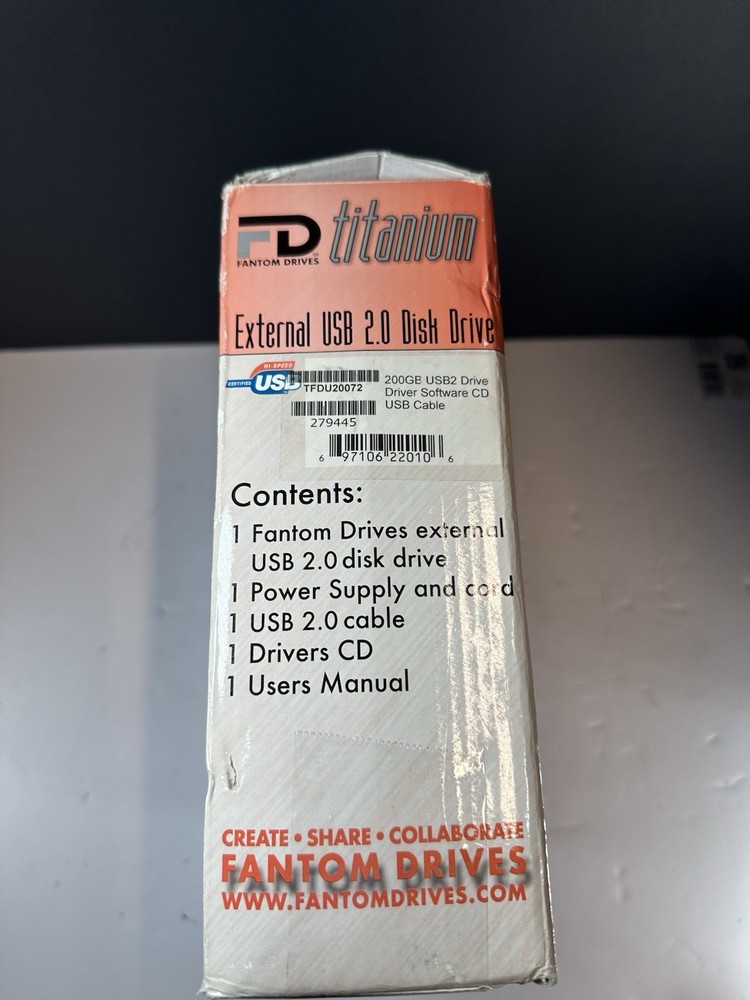 FANTOM DRIVES TITANIUM-External USB 2.0 HARD DRIVE.