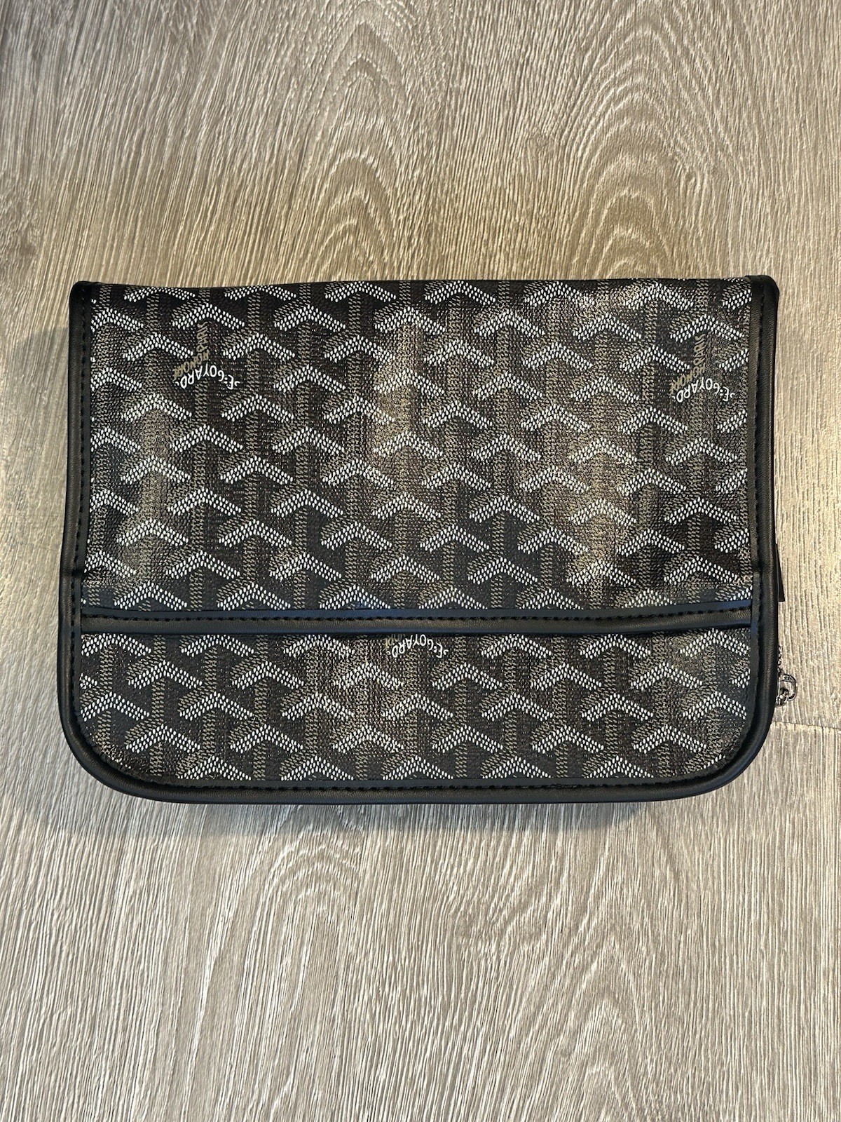 Goyard Goyardine Canvas Zip Pouch Organizer Brown Black Green Luxury Travel Case