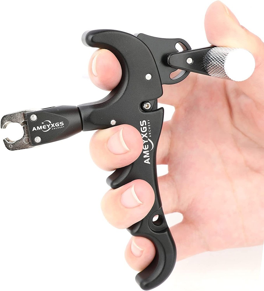 Compound Bow Release Aids 4 Finger Thumb Trigger Metal D Loop Archery Shooting