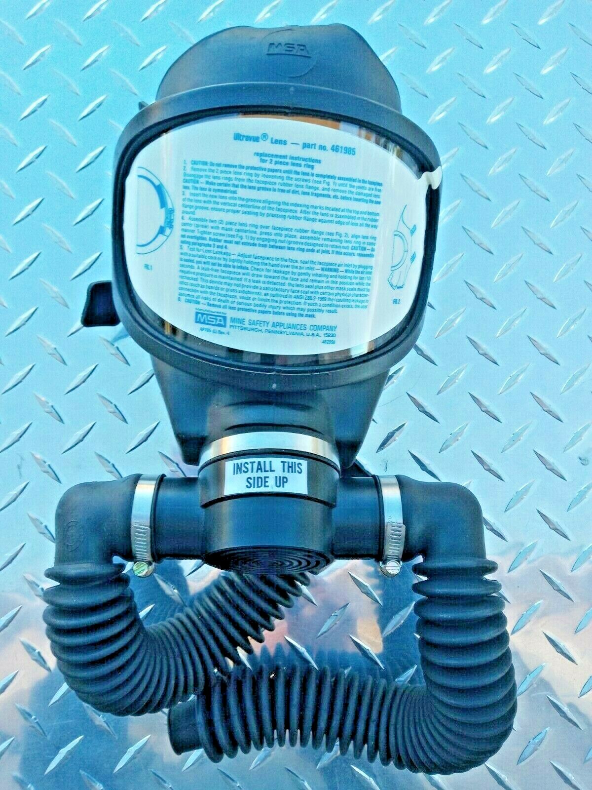 MSA Ultravue Gas Mask/Oxygen Breathing Facepiece OBA-4 Mask and Breathing Tubes