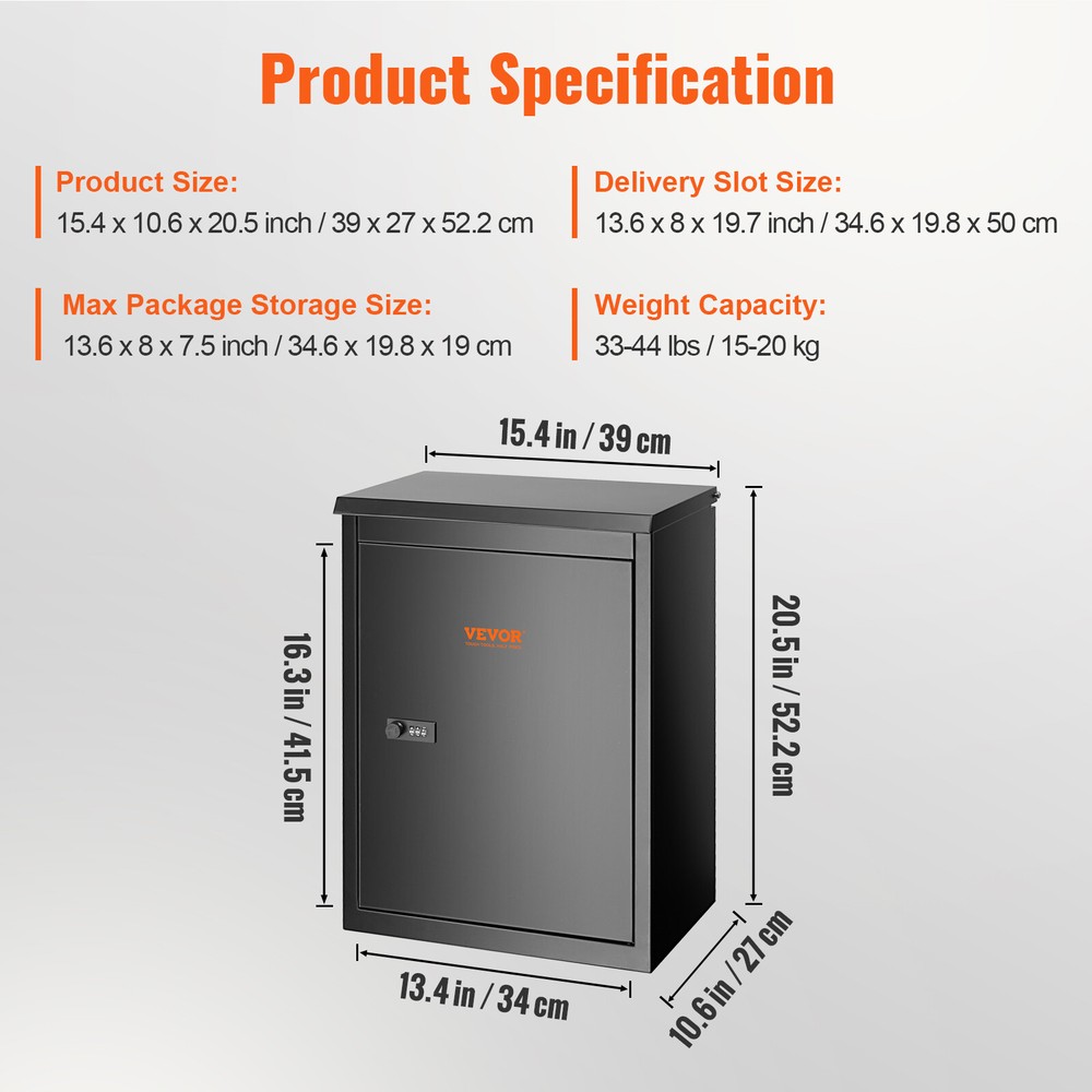 VEVOR Package Delivery Box Storage Parcel Delivery Lockable Home Drop Container