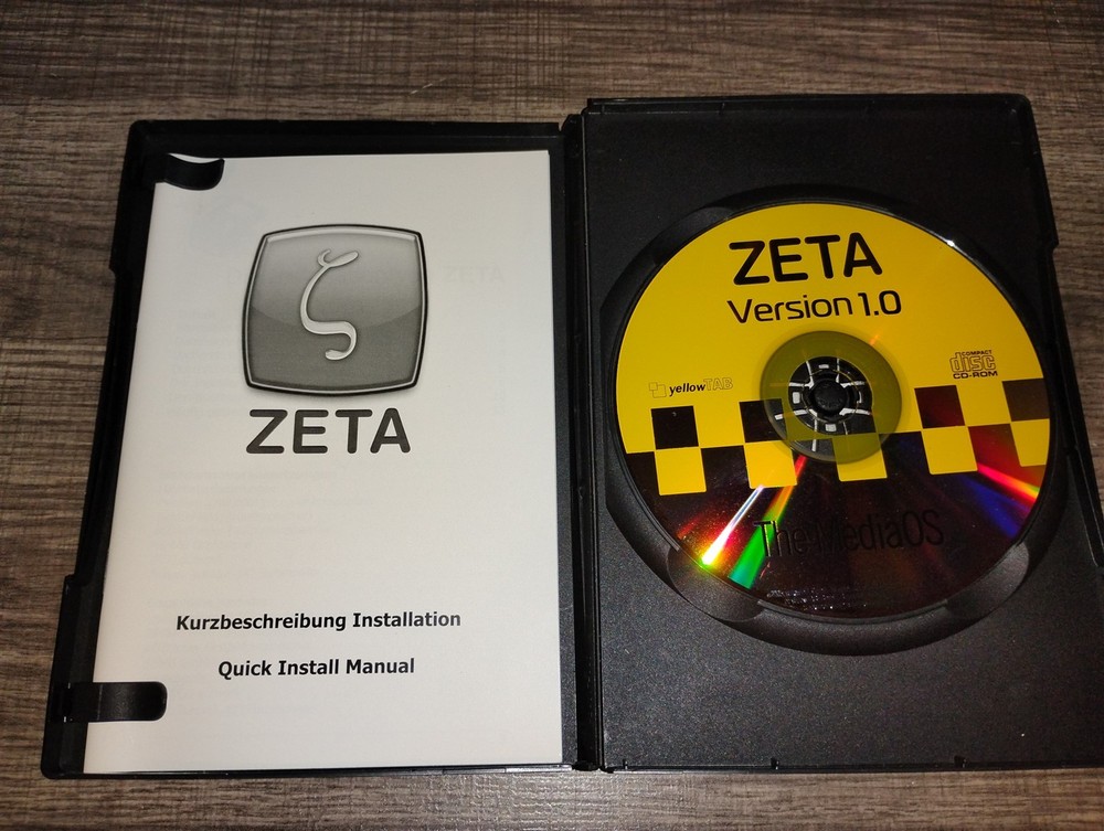 ZETA Version 1.0 Operating System Software PC CD-ROM Installation 2005 yellowTAB