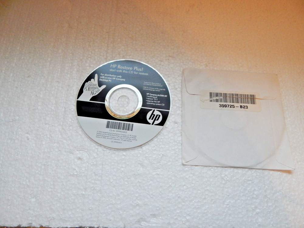 HP RESTORE PLUS  hp dx2000mx 18.2    CD ONLY